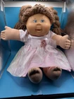 Cabbage Patch Kids Baby Doll Brown Yarn Hair Pink Dress Soft Body