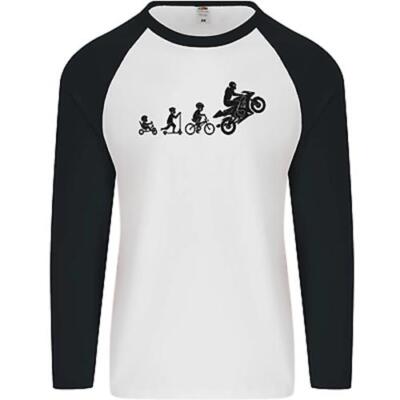 Motorrad Evolution lustiges Biker Motorrad Herren L/S Baseball T-Shirt