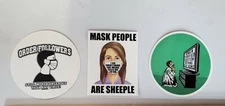 Mask 😷 People are SHEEPLE 🐑 Bumper stickers 3 PACK LOT 