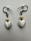 Pair Of White Heart Shaped Dangle  Earrings  — photo 1