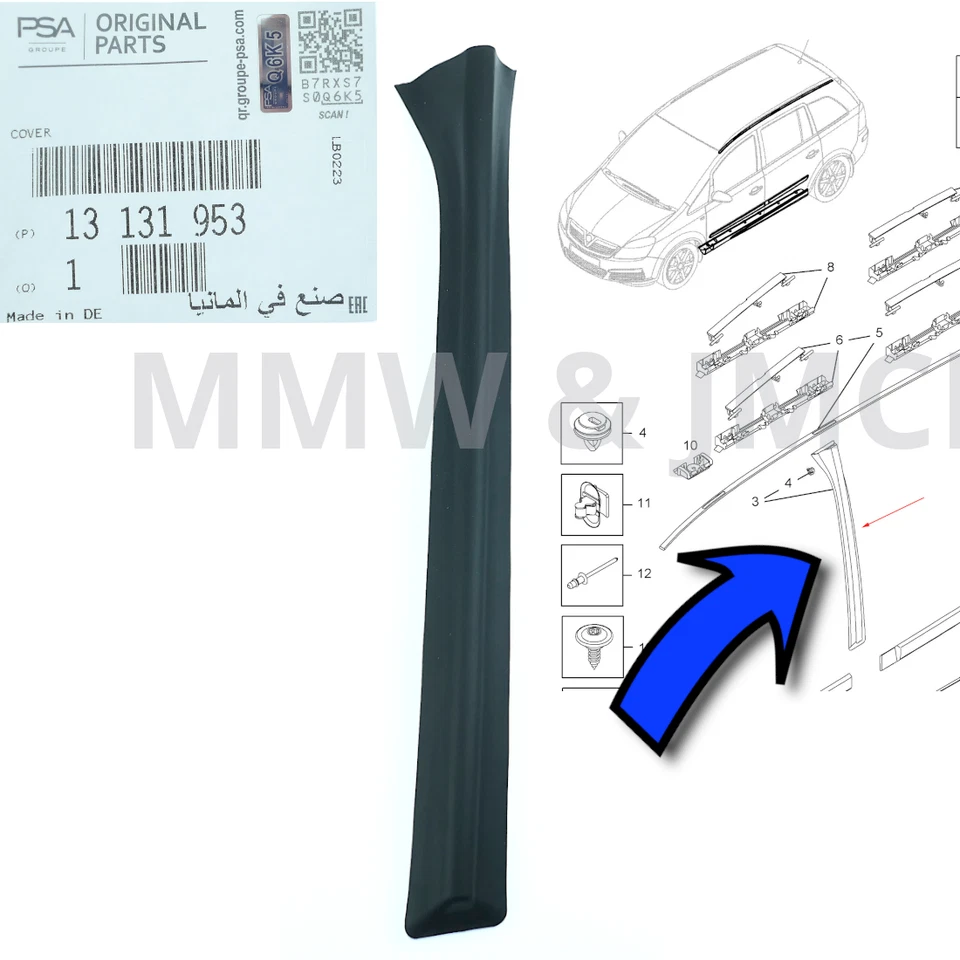 Pour Opel Zafira B 2005-2015 Centre Tige Caoutchouc Housse Bordure Gauche+Droit - Photo 2/4