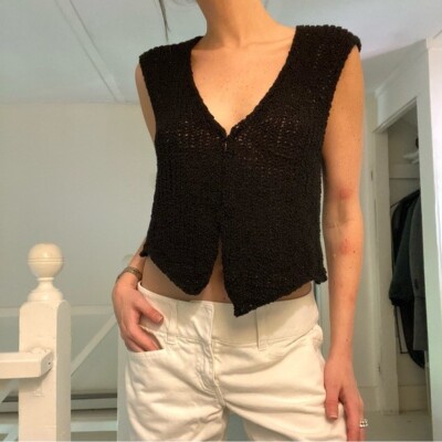 TheOpen Product Open Front Knit Top in Black Size 1 Retail $150