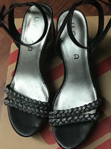 black and silver wedges