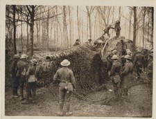 REPRINT OF ORIGINAL WWI PHOTO OF GUN HIDDEN UNDER CAMOUFLAGE 