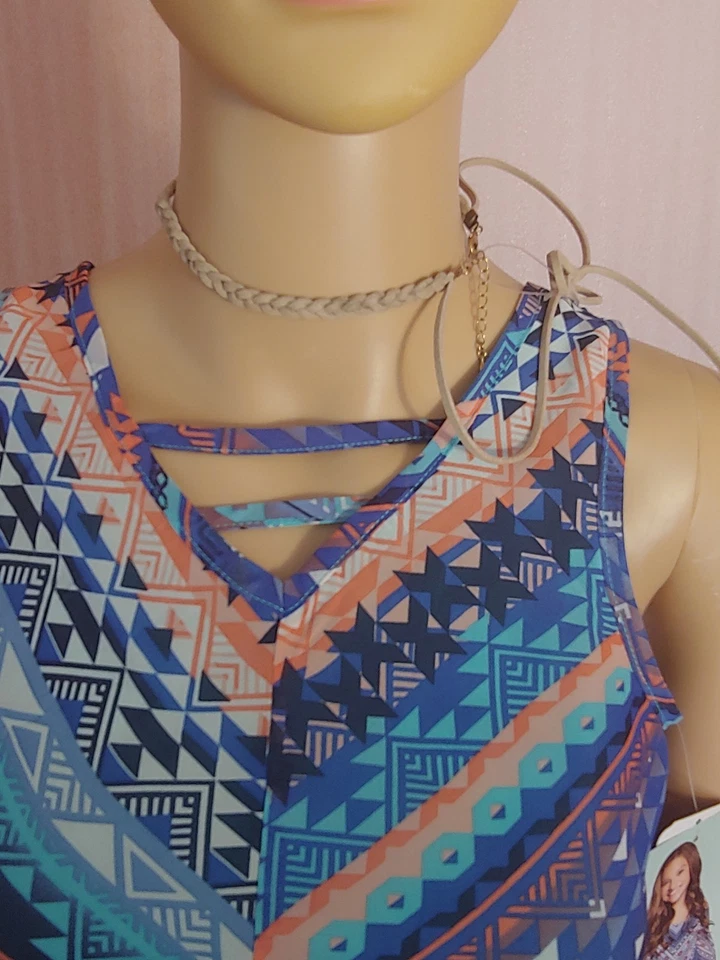 Vestido Mackenzie X Emily West azul geométrico talla 12 niñas NUEVO con etiquetas Foto 2 de 4