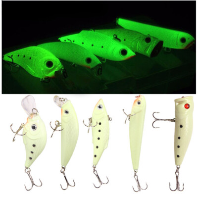 1 Stück leuchtender Angelköder Crankbait Minnow Bait VIB Wobbler Swimbait Glow