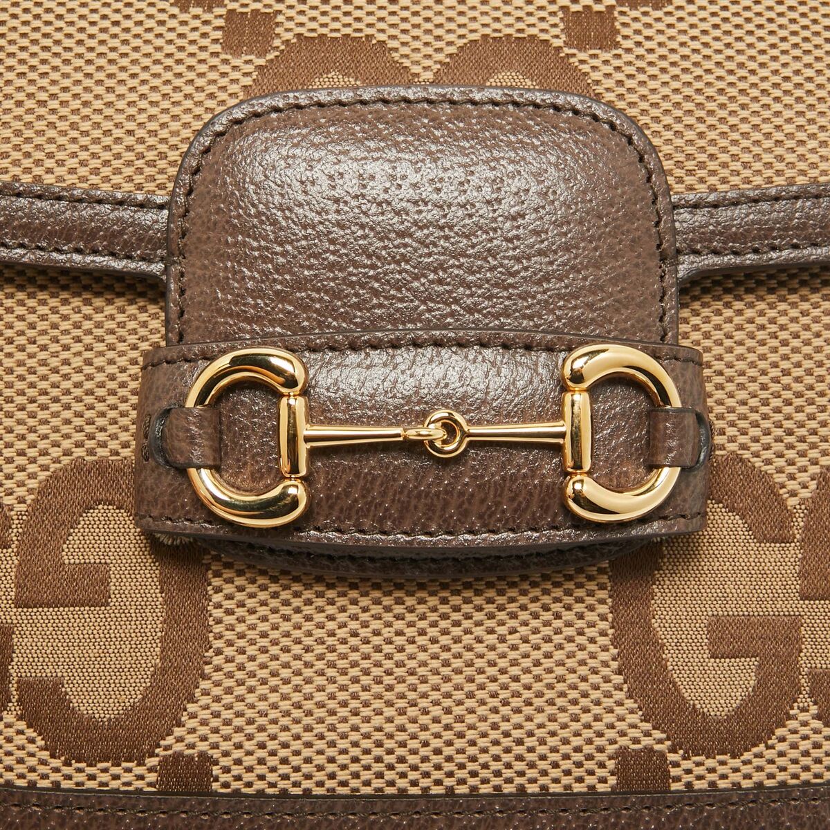 Gucci Brown/Beige Jumbo GG Canvas Mini Horsebit 1955 Gucci Brown/Beige Jumbo GG Canvas Mini Horsebit 1955