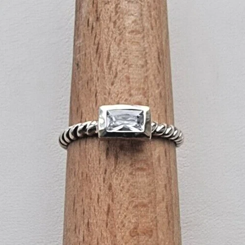 ANILLO BANDA APILABLE SILPADA VINTAGE PLATA ESTERLINA 925 TOPACIO BLANCO 6 Foto 3 de 4