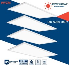 4pc 2x4FT LED Flat Panel Troffer Light 75W Recessed Back-Lit Drop Ceiling Lights