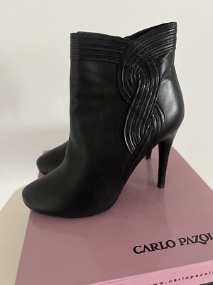 Carlos Pasolini Black Leather Boots Size 37 US7 Made And Bought In Italy
