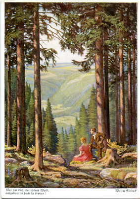 Walter Einbeck Artist Postcard ''Who Has You, You Beautiful Forest...'' Pair 1930s