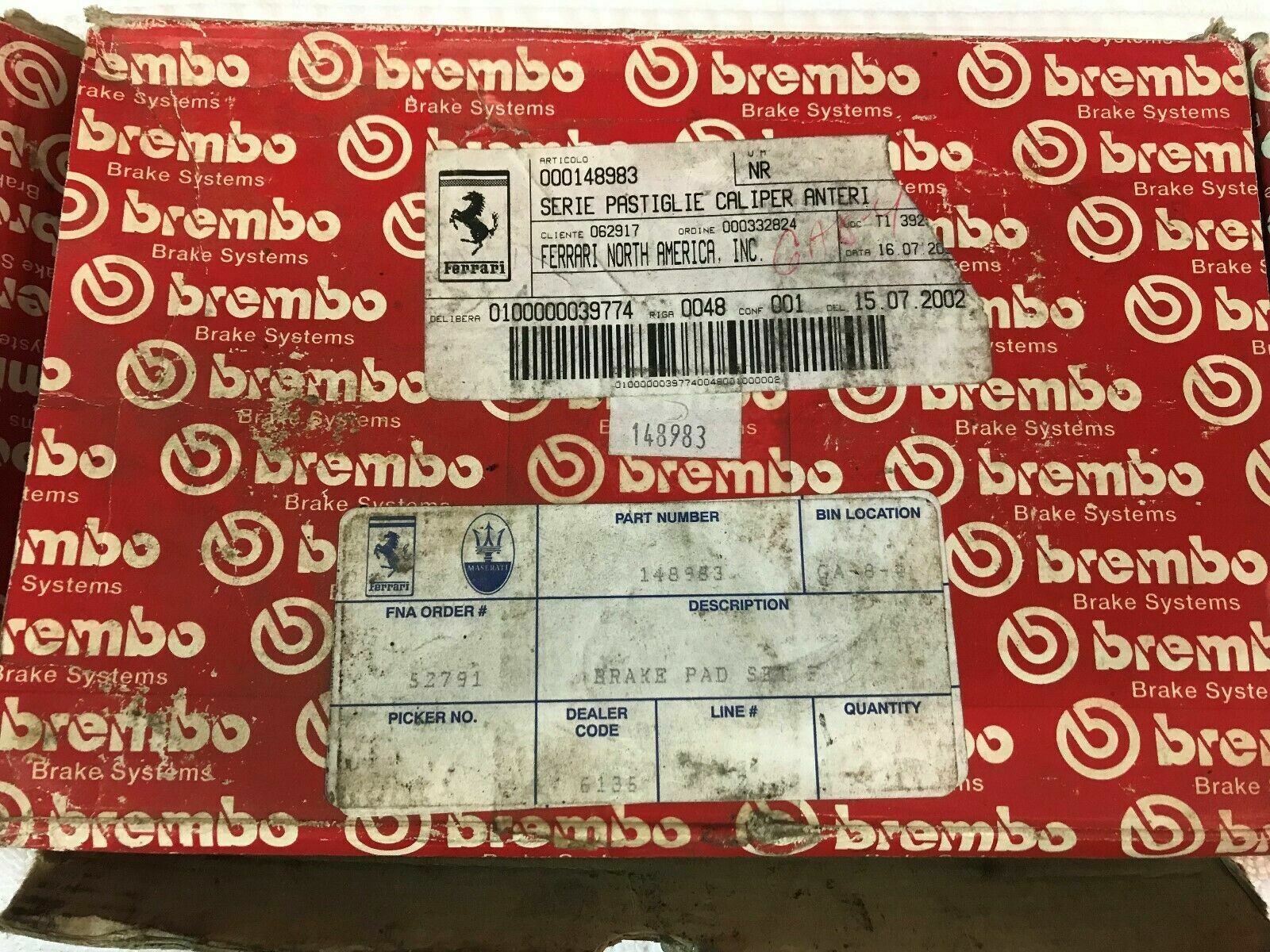 FERRARI F40 F50 FRONT BRAKE PAD SET BREMBO OEM 148983