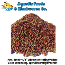 3-lbs 3mm 4-Type Spirulina, Color Red, Blackworm, AF Pellets. KGM-600