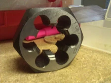 1 1/8"-7 CARBON STEEL HEXAGONAL RE-THREADING DIE