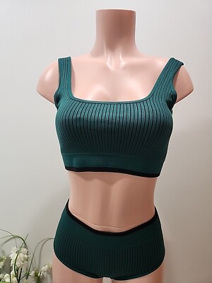 Cupshe Womens Two Piece Swimsuit Size Large Green Color Sporty Look
