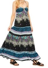 NWT $128 Free People Give A Little Maxi Dress Black Combo S