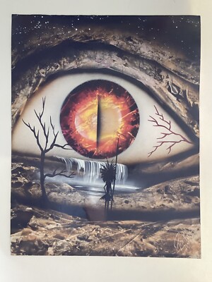 Dreamscape Reptile Eye Trippy Hand painted Artist Signed 2011 Poster 14x17.5 