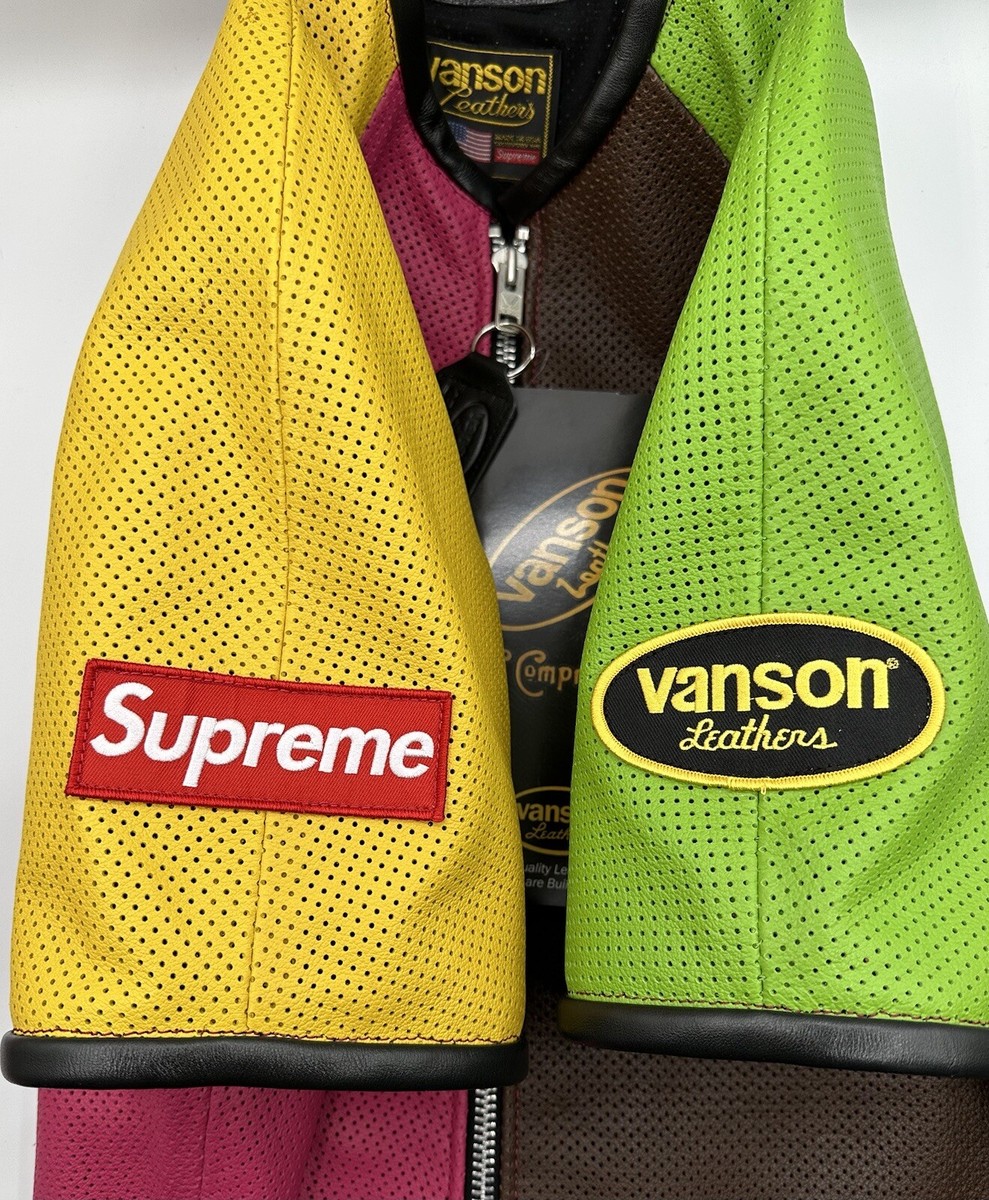 Supreme Vanson Leathers S/S Racing Jacket M Size Multicolor