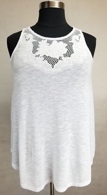 PRETTY ADDITION ELLE WOMEN'S WHITE EMBROIDERED SLEEVELESS TANK TOP PLUS Sz 1X