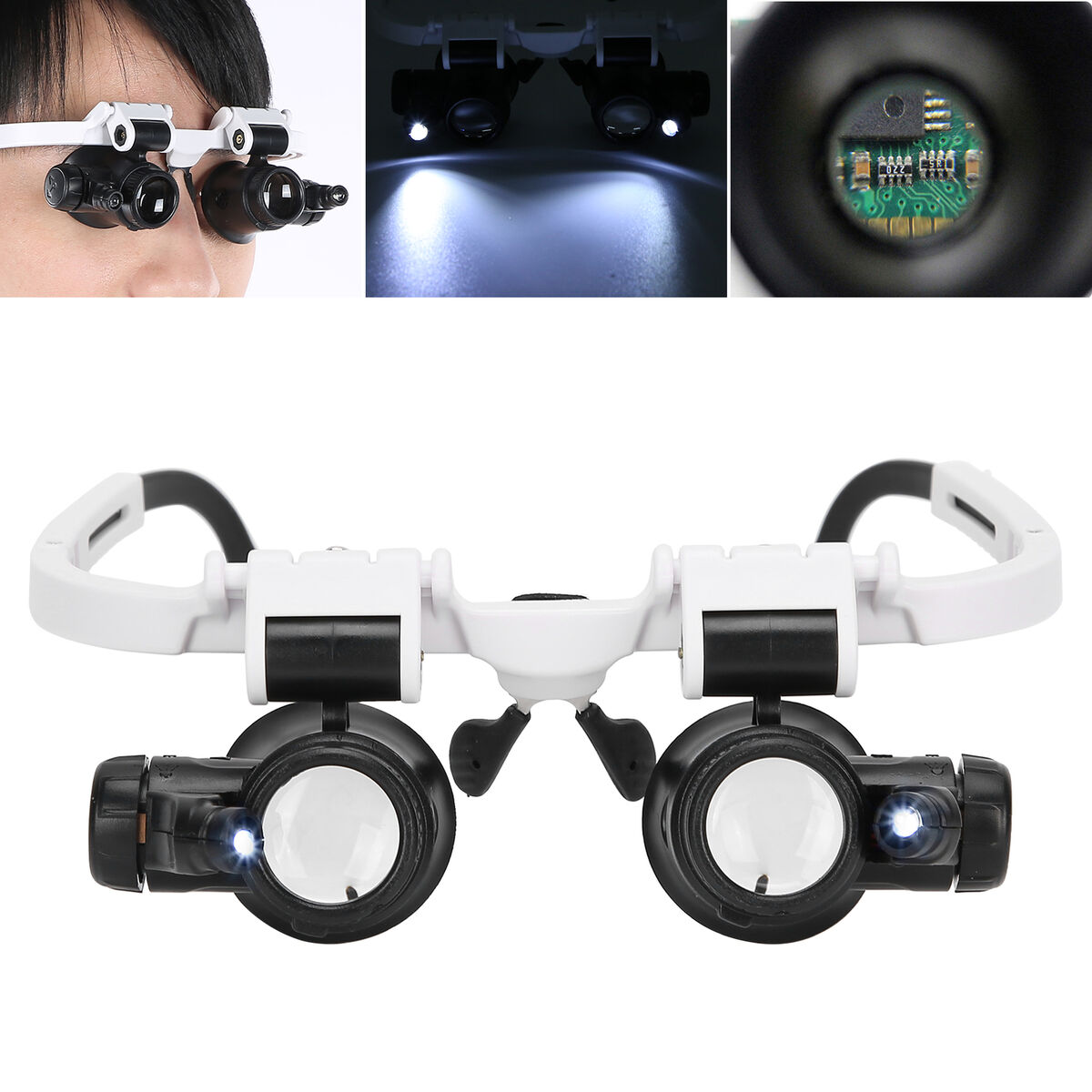 Adjustable Headband Magnifying Glass with Led Light 8X 15X 23X Magnifier  Goggles Binocular Glasses Handsfree Magnifier for Magnifying Glasses for