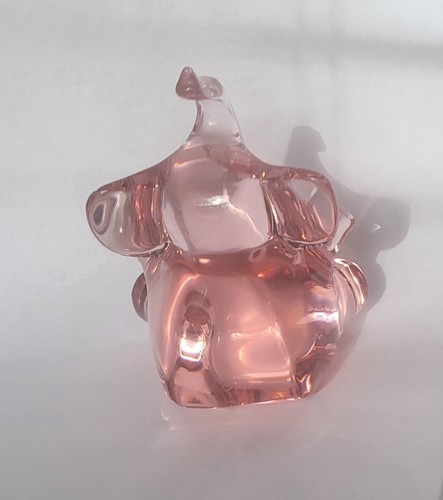 Baccarat Naissnace Pink Elephant 3" Crystal Figurine Stamp & Signed Rare - Imagen 6 de 12