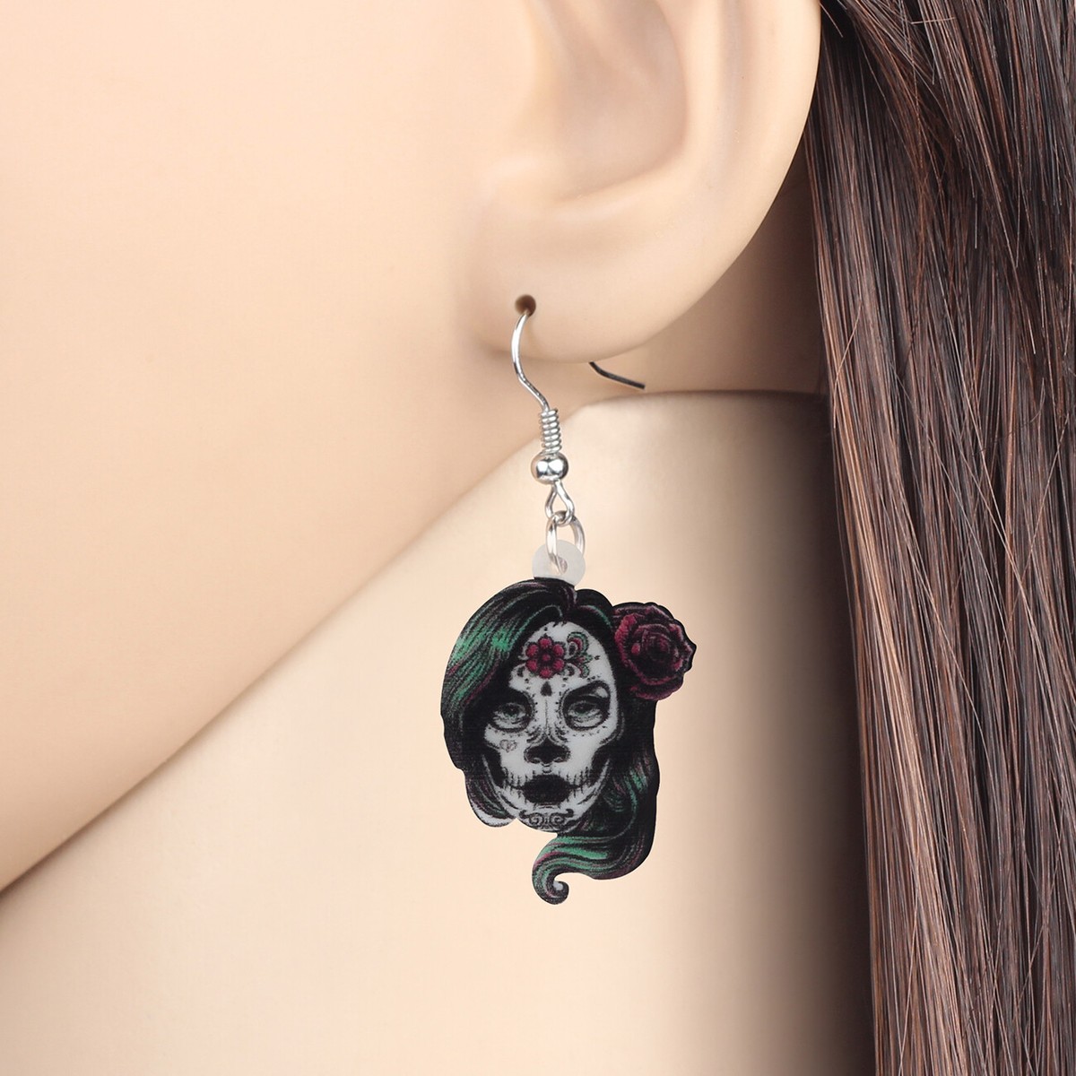 CWVHQ Halloween Earrings – Funny Acrylic Dangle Earrings (Pumpkin, Skull, Ghost, Spider & More) For Costume Parties & Festive Outfits-1095552