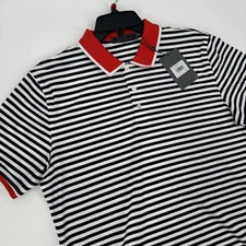 New Mens $120 G/FORE BOLD STRIPE Collared Tour Luxe Golf Polo Red White Blue