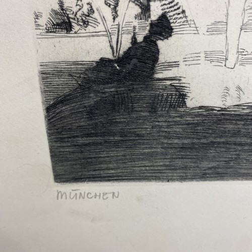 Vintage Signed Charcoal Drawing  Monument European Cityscape München  - Picture 3 of 10