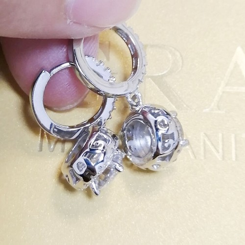 1.56 TCW Round Cut Moissanite Clip-on Halo Earring In 14k White Gold Plated - Picture 2 of 9