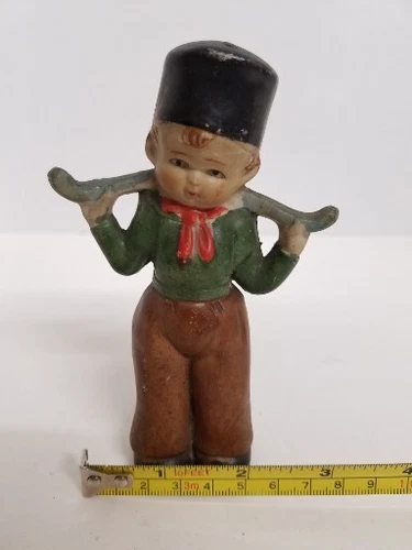 Frozen Charlotte Penny Dolls Dutch Boy Pails Bisque Japan Vtg 4.5" Tall