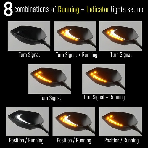 KiWAV Lucifer LED Fairing Mirrors day Light + indicator for Honda NT700V 06-08 - Picture 2 of 11