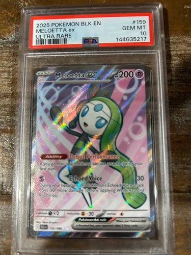 POKEMON 2025 Black Bolt Ultra Rare MELOETTA EX #159 PSA 10 Gem Mint RARE
