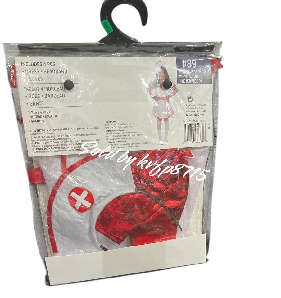 Fantasia, Menina Feminina Halloween Enfermeira Querida, Criança Tamanho M 8-10 Médico Fofo - Imagem 2 de 2