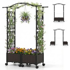 Self-Watering Planter Boxes with Arch Trellis Tall Raised Garden bed
