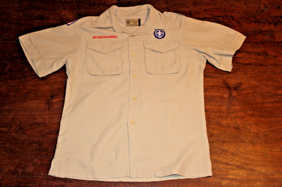 Boy Scouts of America BSA Youth Shirt Tan Large Vented Poly Microfiber No Patche