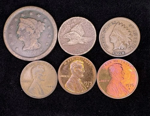 1909 VDB Lincoln Wheat Cent W/ Other Pennies 6 Coin Lot Fast Shipping