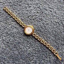 GUCCI Change Bezel 11/12 Watch Wristwatch Gold Plated White Dial Bracelet Analog