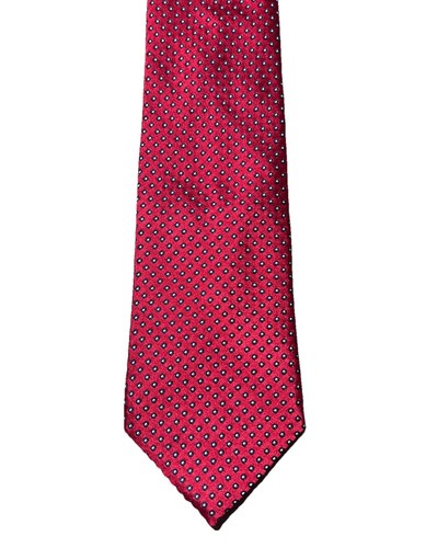 Tommy Hilfiger Tie Red Necktie With Geometric Pattern 100% Silk - Picture 2 of 3