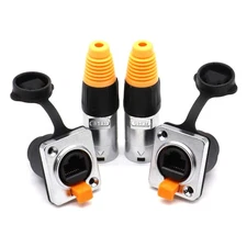 RJ45 Interface Waterproof sockets Connector,Right Angle Panel Mounting Shield...