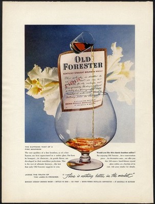 Kentucky OLD FORESTER Bourbon Whisky Ad 1958 Snifter Glass