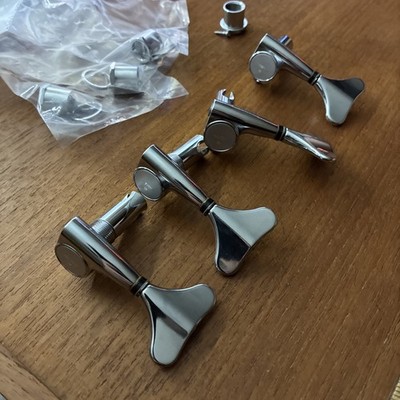 GOTOH GB707 Compact Bass Tuners CHROME 4-inline RIGHT HANDED Set of 4