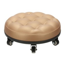 Low Roller Seat Wheel Stool Chair Pu Leather Black 5.1 Height