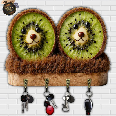 Wand Schlüsselanhänger 30cm - Kiwi Hund Organizer 2D 4 Haken Eingang