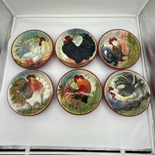 Certified Interntional Susan Winget Rooster Pasta Bowls & Serving Bowl Set of 6