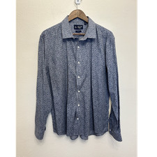 Original Penguin Slim Fit Blue Floral Long Sleeve Button-Up Shirt Size 17 34/35