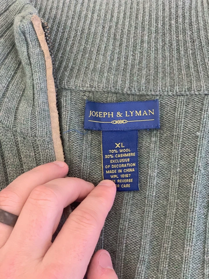 CÁRDIGAN DE CACHEMIR VERDE CREMALLERA COMPLETA JOSEPH & LYMAN PARA HOMBRE TALLA XL forro con cremallera tostado Foto 2 de 4