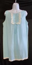 Vintage Miss Elaine Cotton Blend, Polka Dot, Blue Nightgown Size Medium
