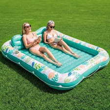 Inflatable Tanning Pool Lounger, 87" x 63", Extra Large, Green