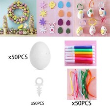 DIY Unpainted Easter Eggs Kit 50Pcs for Kids , with Small Hole in The Bottom of