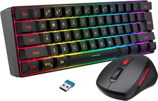60% Wireless Keyboard and Mouse Combo 2.4G Mini Mechanical Feel with Ergonomic
